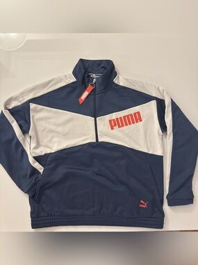 Puma Blue Half-Zip Pullover with Logo Tag